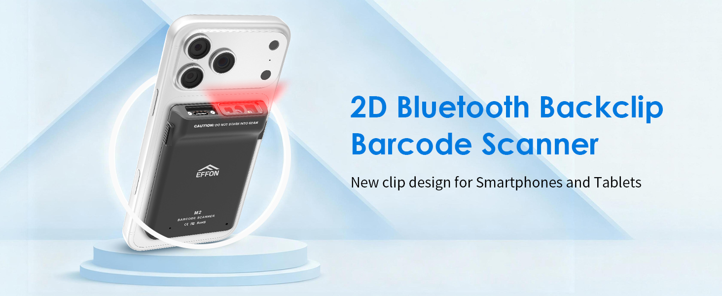 Bluetooth Barcode Scanner M2 Back-Clip 2D QR Reader
