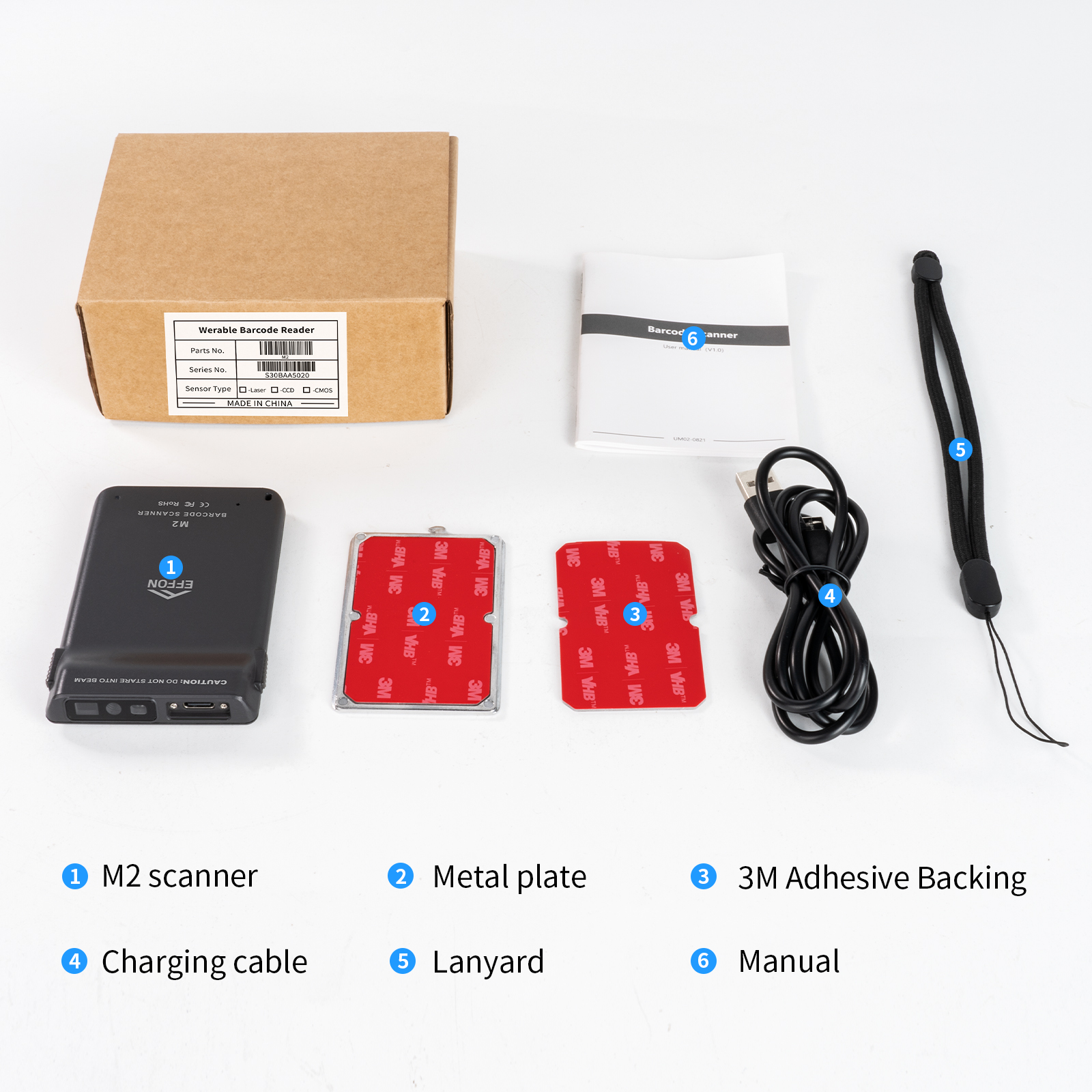 Bluetooth Barcode Scanner M2 Back-Clip 2D QR Reader